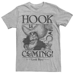 Disney Men's Disney Peter Pan Captain Hook Bad Captain Tee, Size: XXL, Grey