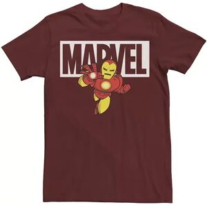 Men's Marvel Iron Man Chibi Flying Logo Outline Tee, Size: Medium, Red