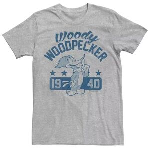 Licensed Character Men's Woody Woodpecker 1940 Blue Hue Banner Graphic Tee, Size: XL, Grey