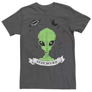 Licensed Character Men's Stay Weird Ribbon & Alien Head In Space Graphic Tee, Size: 3XL, Grey