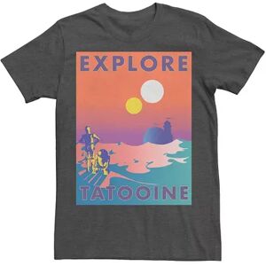 Men's Star Wars Explore Tatooine Faded Retro C-3PO & R2-D2 Poster Tee, Size: 3XL, Dark Grey