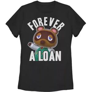 Licensed Character Juniors' Nintendo Animal Crossing Tom Nook Forever A Loan Tee, Girl's, Size: XL, Black