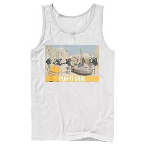 Star Wars Men's Star Wars Luke, Obi-Wan & C-3PO Play It Cool Meme Tank, Size: XL, White