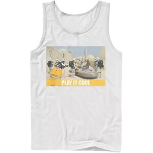 Star Wars Men's Star Wars Luke, Obi-Wan & C-3PO Play It Cool Meme Tank, Size: Small, White