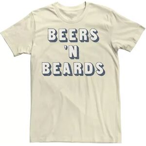 Licensed Character Men's Beers 'N Beards Block Text Tee, Size: Medium, Natural