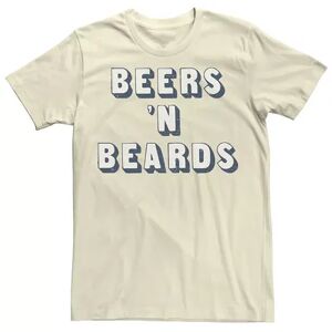 Licensed Character Men's Beers 'N Beards Block Text Tee, Size: XS, Natural
