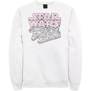 Licensed Character Men's Star Wars Millennium Falcon Checkered Logo Sweatshirt, Size: Small, White