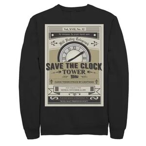 Licensed Character Men's Back to the Future Clock Tower Poster Sweatshirt, Size: Small, Black