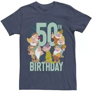 Licensed Character Men's Disney Snow White Dwarfs Group Shot 50th Birthday Tee, Size: XL, Blue