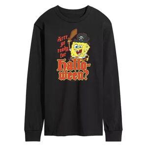 Licensed Character Men's SpongeBob SquarePants Arrr Ye Ready Long Sleeve Tee, Size: Medium, Black