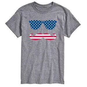 Licensed Character Men's Patriotic Mustache Glasses Tee, Size: XS, Med Grey