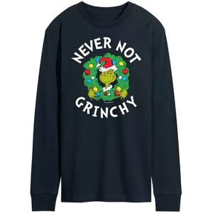 Licensed Character Men's Dr. Seuss Grinch Never Not Grinchy Long Sleeve Tee, Size: Medium, Blue