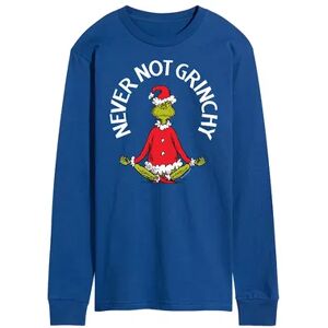 Licensed Character Men's Dr. Seuss Grinch Never Not Grinchy Long Sleeve Tee, Size: XXL, Med Blue