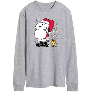 Licensed Character Men's Peanuts Snoopy Santa Reindeer Long Sleeve Tee, Size: XL, Med Grey