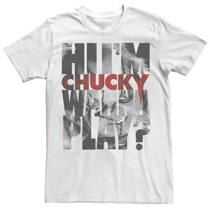 Licensed Character Men's Child's Play Hi I'm Chucky Wanna Play Tee, Size: Small, White