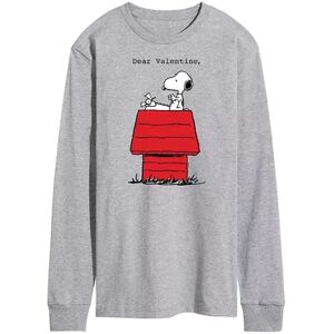 Licensed Character Men's Peanuts Dear Valentine Long Sleeve Tee, Size: Medium, Med Grey