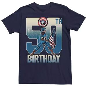 Licensed Character Men's Captain America 50th Birthday Tee, Size: XL, Blue