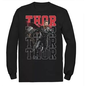 Men's Marvel Avengers Endgame Thor Pose Name Stack Long Sleeve Graphic Tee, Size: Medium, Black