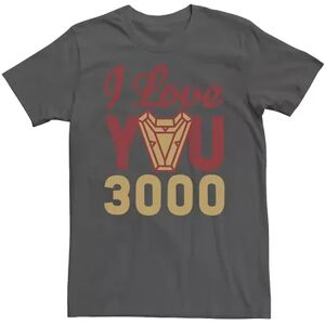 Marvel Men's Marvel Avengers Endgame Iron Man I Love You 3000 Red Yellow Logo Graphic Tee, Size: Large, Grey