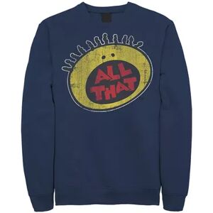 Men's Nickelodeon All That Classic Vintage Face Logo Title Graphic Fleece Pullover, Size: Medium, Blue