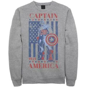 Marvel Men's Marvel Captain America Vintage Flag 1941 Fleece, Size: XXL, Med Grey