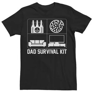 Licensed Character Men's Dad Survival Kit Beer Pizza Couch TV Graphic Tee, Size: XXL, Black