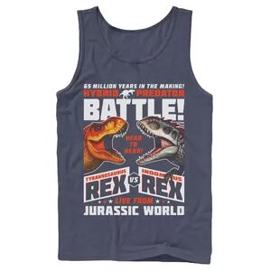 Licensed Character Men's Jurassic World T-Rex VS I-Rex Battle Poster Graphic Tank Top, Size: Medium, Blue