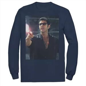 Licensed Character Men's Jurassic Park Ian Malcolm Road Flare Photo Long Sleeve Graphic Tee, Size: Large, Blue