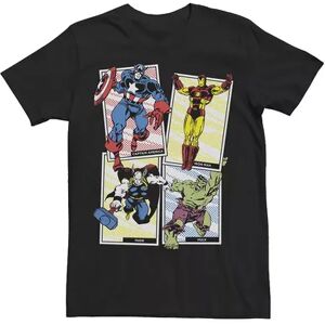 Marvel Men's Marvel Group Shot Stacked Trading Cards Poster Graphic Tee, Size: Small, Black