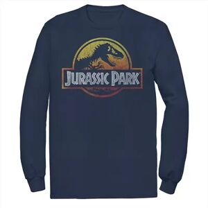 Licensed Character Men's Jurassic Park Firey Sunset Logo Long Sleeve Tee, Size: Medium, Blue