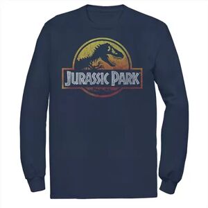 Licensed Character Men's Jurassic Park Firey Sunset Logo Long Sleeve Tee, Size: Large, Blue