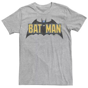 Licensed Character Men's DC Comics Batman Distressed Vintage Text Logo Tee, Size: Large, Grey