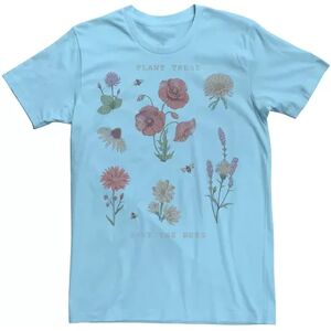 Licensed Character Men's Plant These Save The Bees Flowers Tee, Size: Large, Light Blue