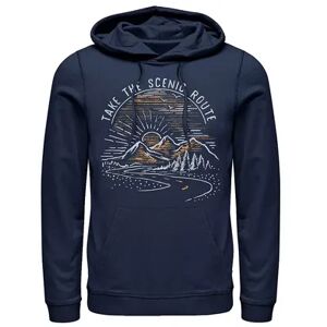 Licensed Character Men's Take The Scenic Route Mountain Sunrise Sketch Hoodie, Size: Large, Blue