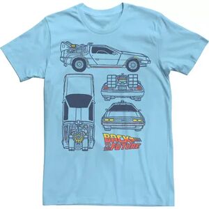 Licensed Character Men's Back To The Future DeLorean Blueprint Logo Tee, Size: Large, Light Blue