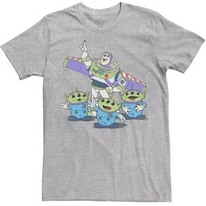 Licensed Character Men's Disney / Pixar Toy Story Buzz And Aliens Vintage Look Tee, Size: Medium, Med Grey