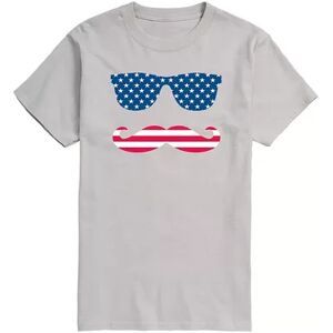 Licensed Character Men's Patriotic Mustache Glasses Tee, Size: Medium, Silver