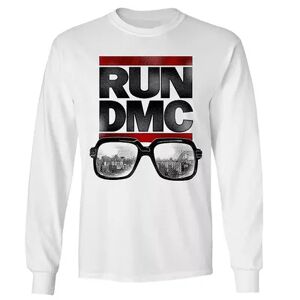 Licensed Character Men's Run DMC Glasses Logo Long Sleeve Tee, Size: Small, White