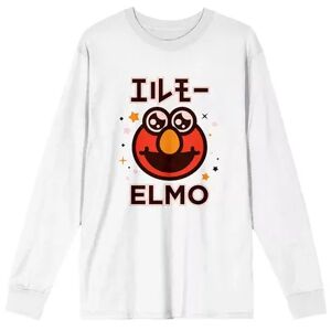 Licensed Character Men's Sesame Street Elmo Kanji Long Sleeve Tee, Size: Medium, White