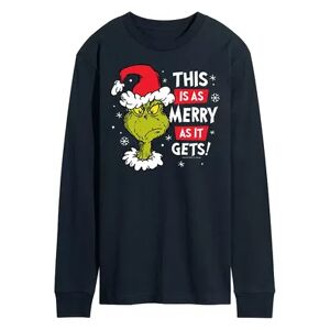 Licensed Character Men's Dr. Seuss Grinch This Is As Merry As It Gets Long Sleeve Tee, Size: Large, Blue