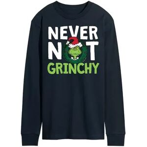 Licensed Character Men's Dr. Seuss Grinch Never Not Grinchy Long Sleeve Tee, Size: Large, Blue