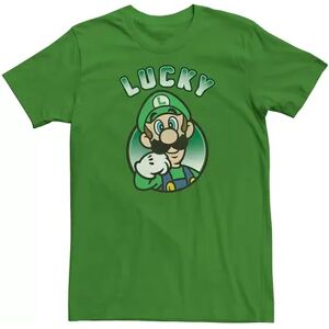 Licensed Character Men's Nintendo Luigi Lucky Saint Patrick's Day Short Sleeve Tee, Size: XL, Green