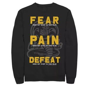 Licensed Character Men's Karate Kid Cobra Kai Fear Pain Defeat Poster Sweatshirt, Size: XL, Black