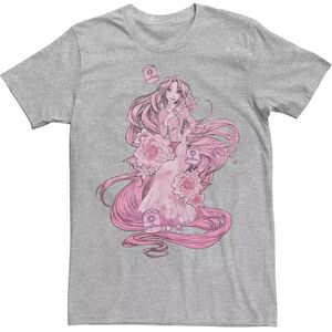 Disney Men's Disney Tangled Pink Tonal Rapunzel Portrait Tee, Size: XL, Med Grey