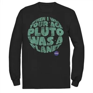 Licensed Character Men's NASA Pluto Was A Planet Long Sleeve Graphic Tee, Size: XXL, Black