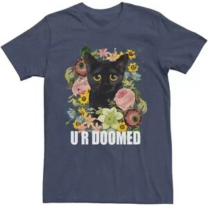 Licensed Character Men's Floral Kitten Big Eye U R Doomed Cute Funny Graphic Tee, Size: Medium, Blue