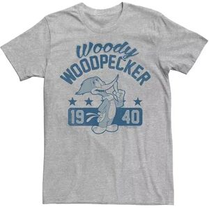 Licensed Character Men's Woody Woodpecker 1940 Blue Hue Banner Graphic Tee, Size: XXL, Grey