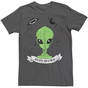 Licensed Character Men's Stay Weird Ribbon & Alien Head In Space Graphic Tee, Size: XXL, Grey