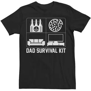 Licensed Character Men's Dad Survival Kit Beer Pizza Couch TV Graphic Tee, Size: Large, Black