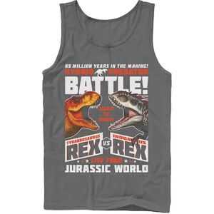 Licensed Character Men's Jurassic World T-Rex VS I-Rex Battle Poster Graphic Tank Top, Size: Medium, Grey